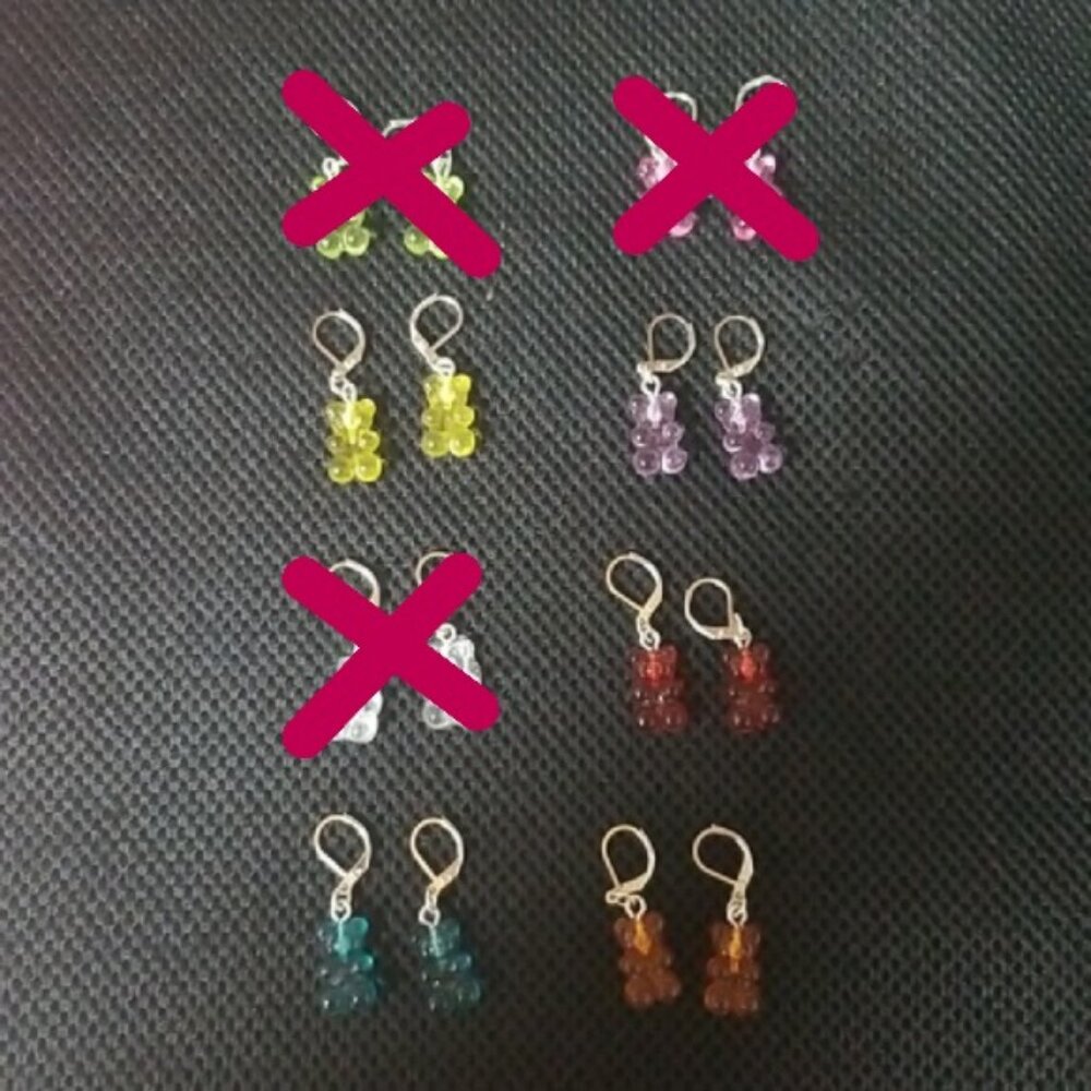 Handmade Gummy Bear Dangling Earrings-1 pair